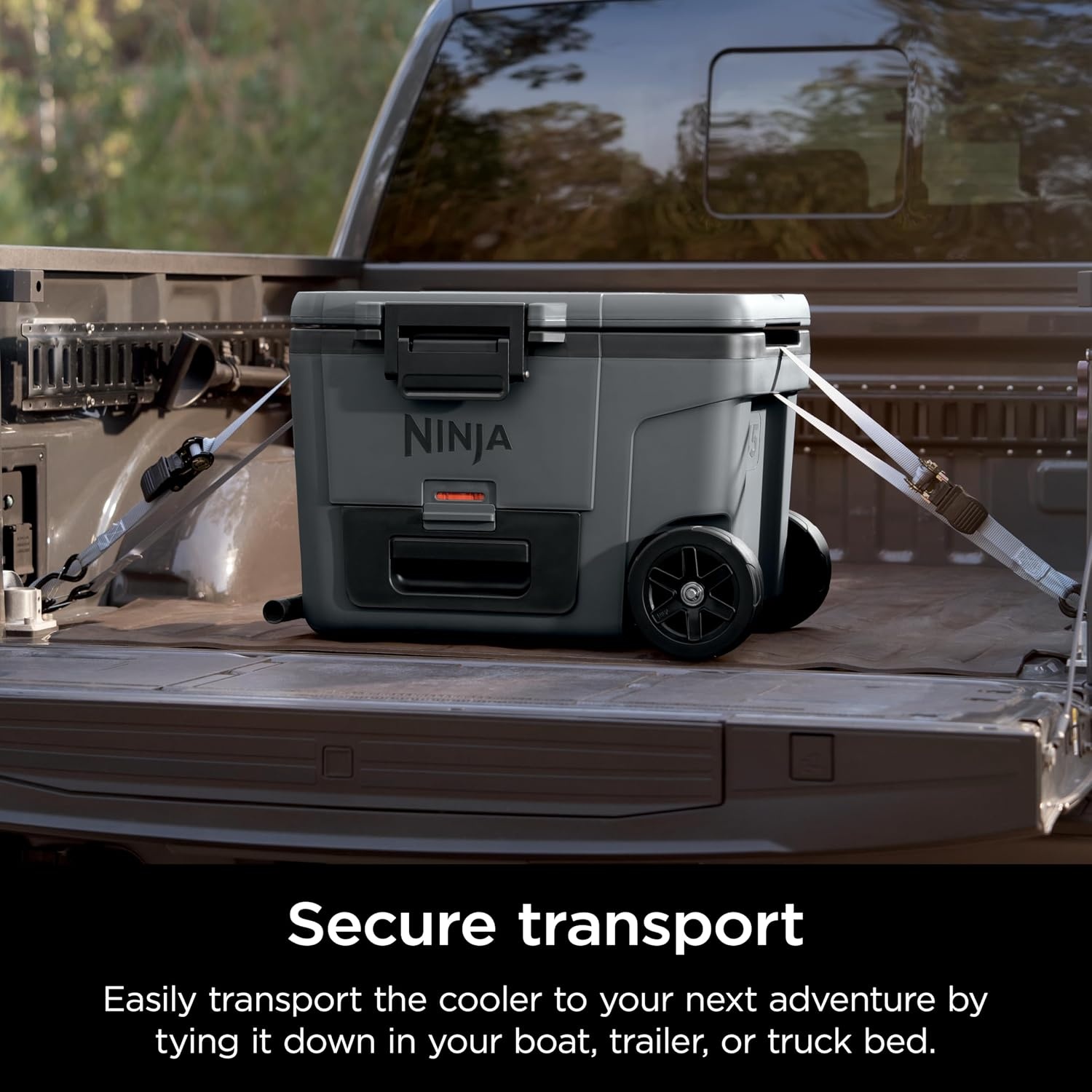 image:imageNinja FrostVault 65qt Wheeled Cooler with Cold Dry Zone Integrated FridgeTemp Dry Storage Drawer Premium HeavyDuty Insulated Cooler Keeps Ice Cold for Days Spanish Moss FB265GN1Charcoal Grey