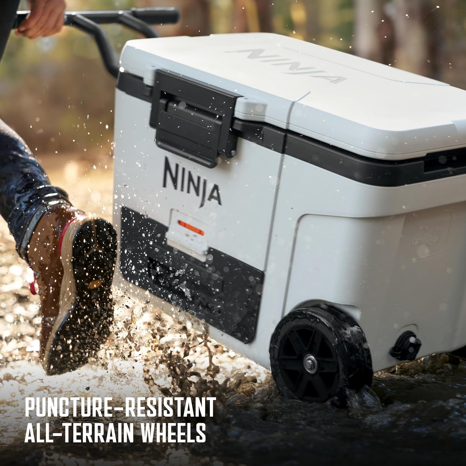 image:imageNinja FrostVault 65qt Wheeled Cooler with Cold Dry Zone Integrated FridgeTemp Dry Storage Drawer Premium HeavyDuty Insulated Cooler Keeps Ice Cold for Days Spanish Moss FB265GN1Strawberry Rhubarb