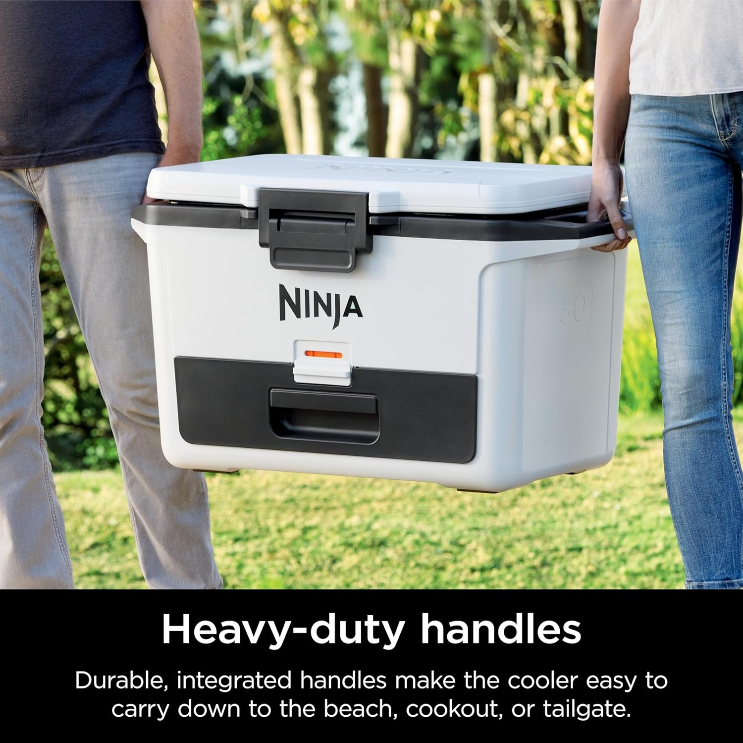 image:imageNinja FrostVault 50qt Hard Cooler with Dry Zone Integrated FridgeTemp Dry Storage Drawer Premium HeavyDuty Insulated Cooler Keeps Ice Cold for Days Spanish Moss FB151GN1Luminous Blue
