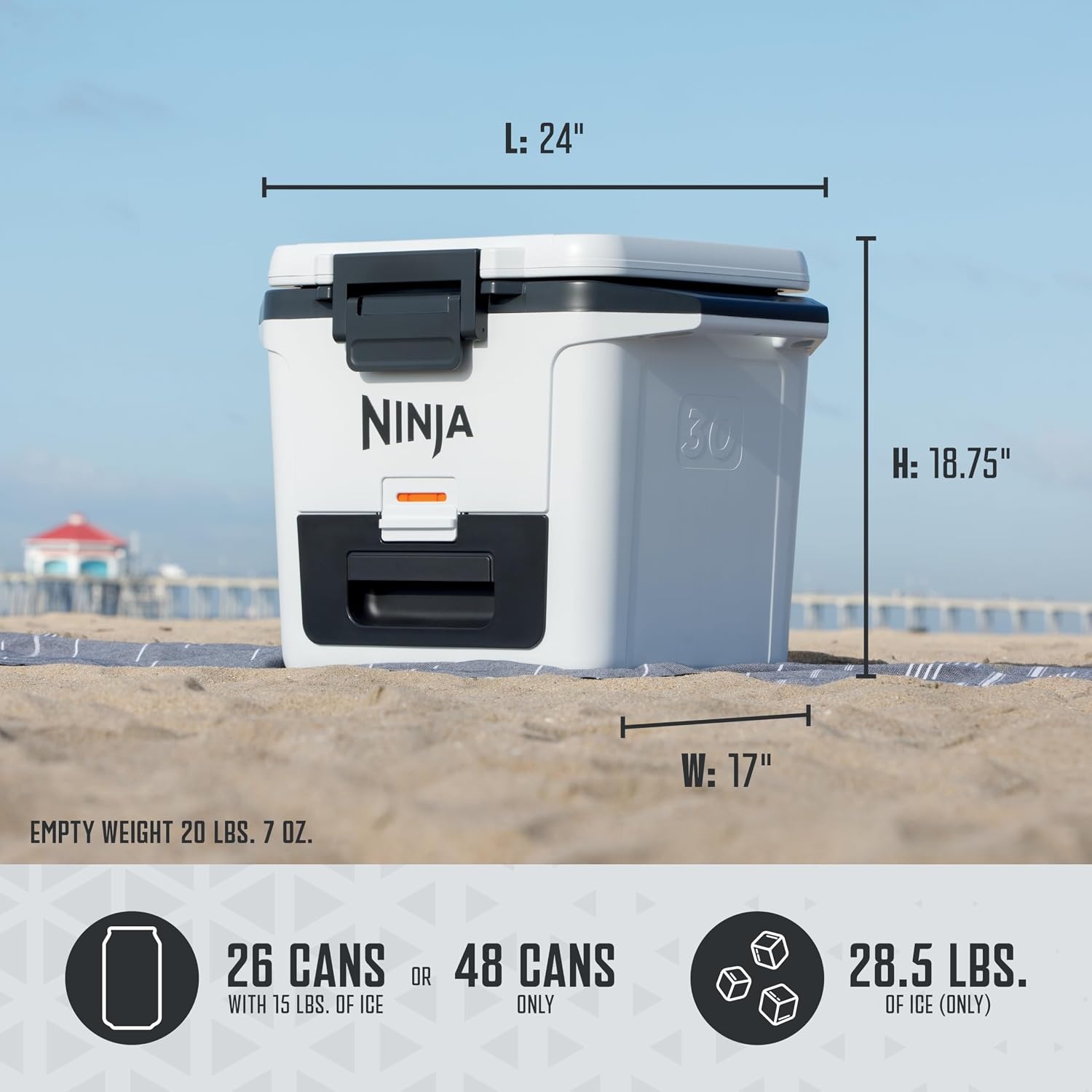 image:imageNinja FrostVault 50qt Hard Cooler with Dry Zone Integrated FridgeTemp Dry Storage Drawer Premium HeavyDuty Insulated Cooler Keeps Ice Cold for Days Spanish Moss FB151GN1Cloud White
