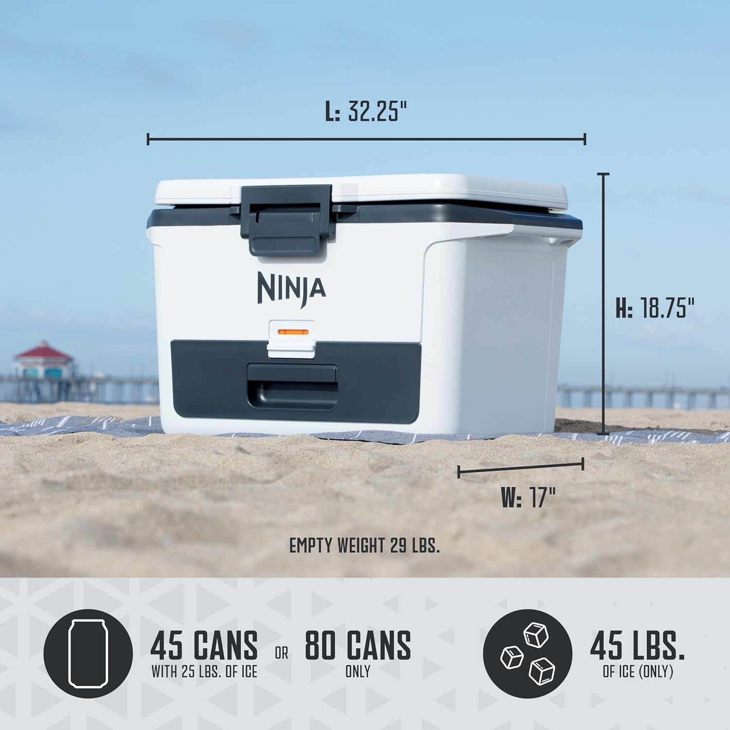 image:imageNinja FrostVault 50qt Hard Cooler with Dry Zone Integrated FridgeTemp Dry Storage Drawer Premium HeavyDuty Insulated Cooler Keeps Ice Cold for Days Spanish Moss FB151GN1Luminous Blue