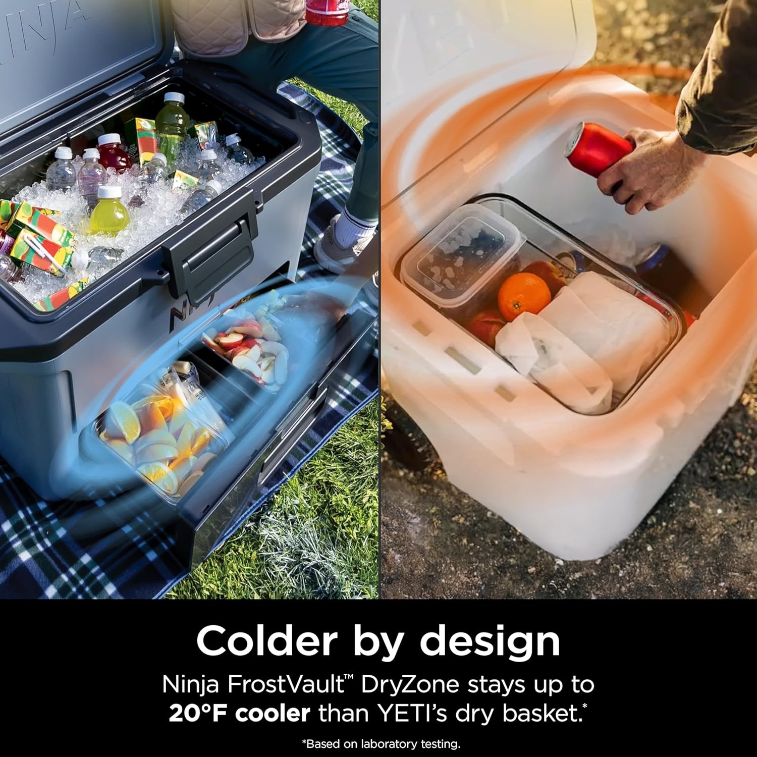 image:imageNinja FrostVault 50qt Hard Cooler with Dry Zone Integrated FridgeTemp Dry Storage Drawer Premium HeavyDuty Insulated Cooler Keeps Ice Cold for Days Spanish Moss FB151GN1Cloud White