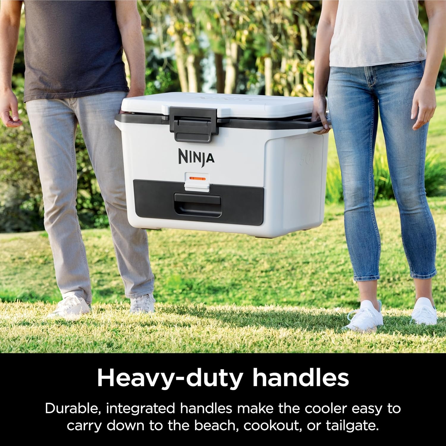image:imageNinja FrostVault 50qt Hard Cooler with Dry Zone Integrated FridgeTemp Dry Storage Drawer Premium HeavyDuty Insulated Cooler Keeps Ice Cold for Days Spanish Moss FB151GN1Cloud White