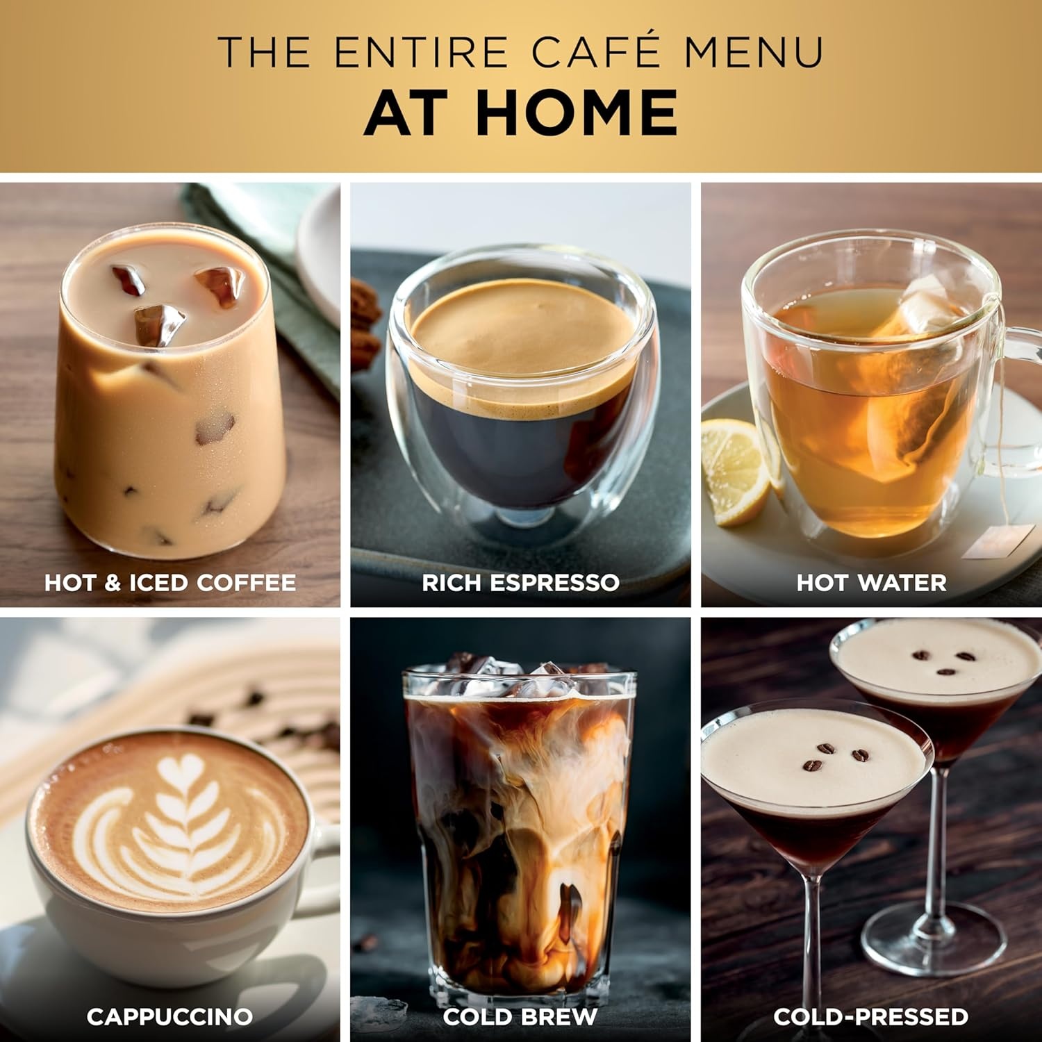 image:imageNinja Luxe Caf Pro designed by David Beckham Espresso Machine Drip Coffee Cold Brew Hot Water Integrated Tamper Builtin Grinder HandsFree Frother for Lattes amp More BlackGold ES771BKStainless Steel