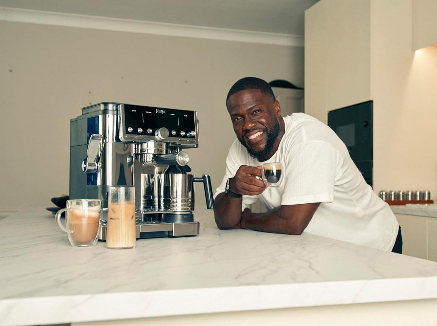 image:imageNinja Luxe Caf Pro designed by David Beckham Espresso Machine Drip Coffee Cold Brew Hot Water Integrated Tamper Builtin Grinder HandsFree Frother for Lattes amp More BlackGold ES771BKStainless Steel