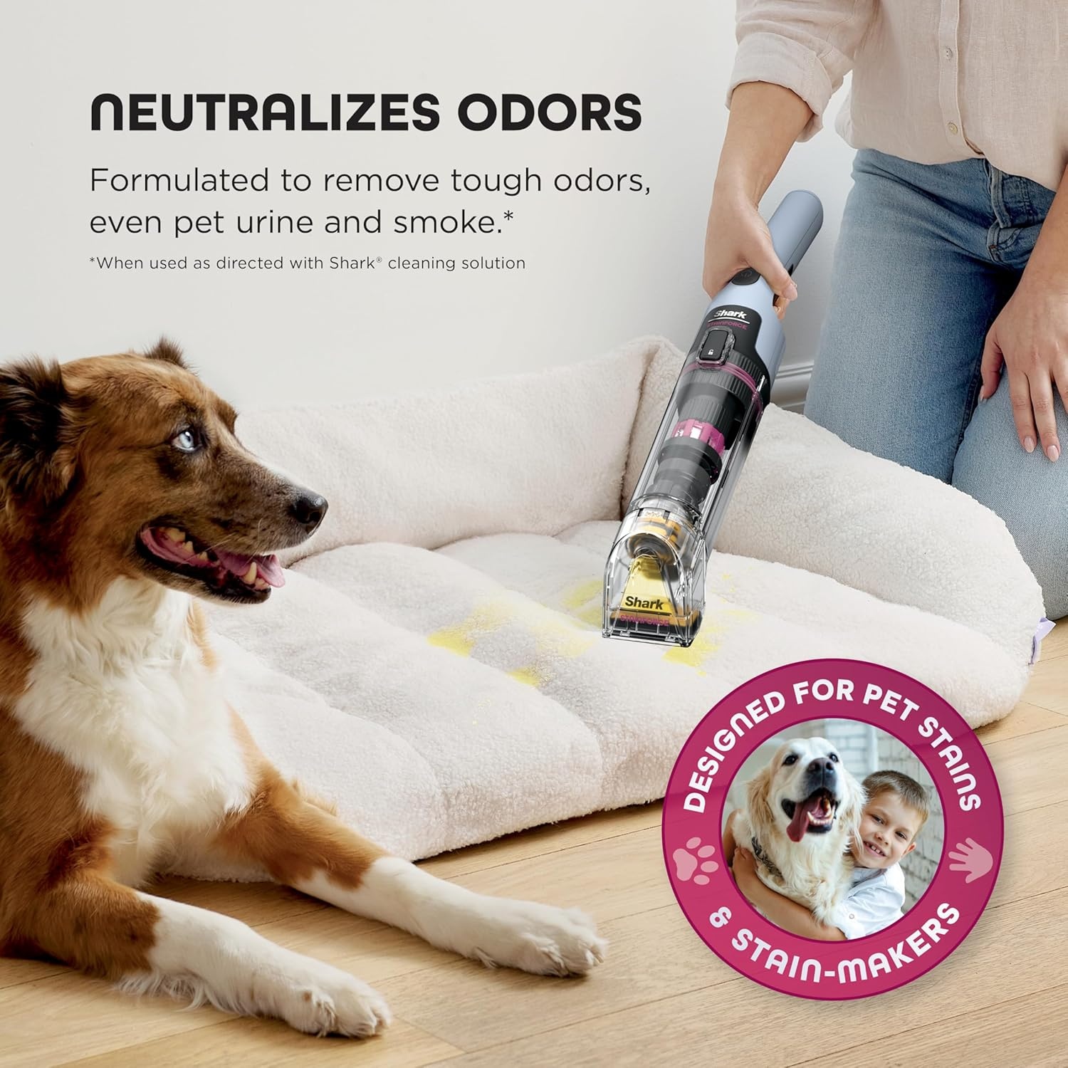 image:imageShark StainForce Cordless Spot Cleaner DualActivated Easy Spray Formula OXYPowered Stain Cleaning Indoor Outdoor Carpets Upholstery Car Seats amp Stairs Pet Urine amp Odor Remover HX101StainForce w Stain Eliminator Tool Wide Stain Tool