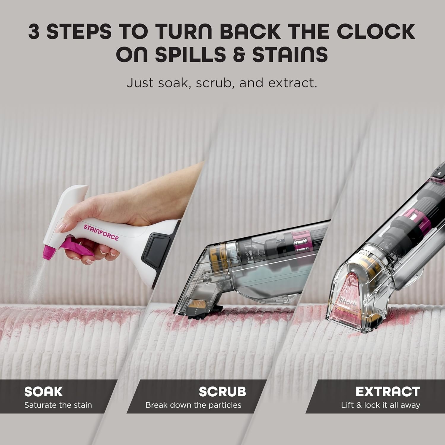 image:imageShark StainForce Cordless Spot Cleaner DualActivated Easy Spray Formula OXYPowered Stain Cleaning Indoor Outdoor Carpets Upholstery Car Seats amp Stairs Pet Urine amp Odor Remover HX101StainForce w Stain Eliminator Tool Wide Stain Tool