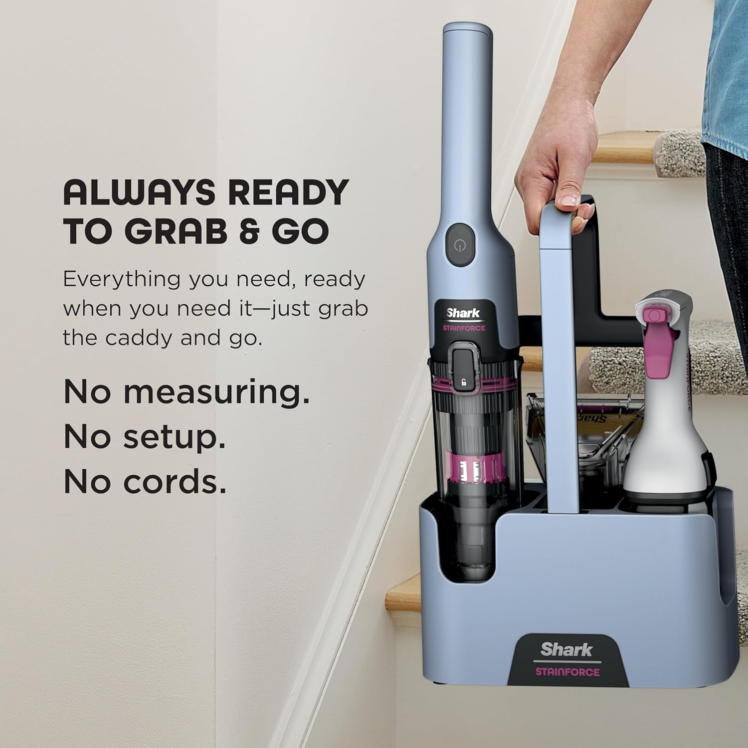 image:imageShark StainForce Cordless Spot Cleaner DualActivated Easy Spray Formula OXYPowered Stain Cleaning Indoor Outdoor Carpets Upholstery Car Seats amp Stairs Pet Urine amp Odor Remover HX101StainForce w Stain Eliminator Tool Wide Stain Tool