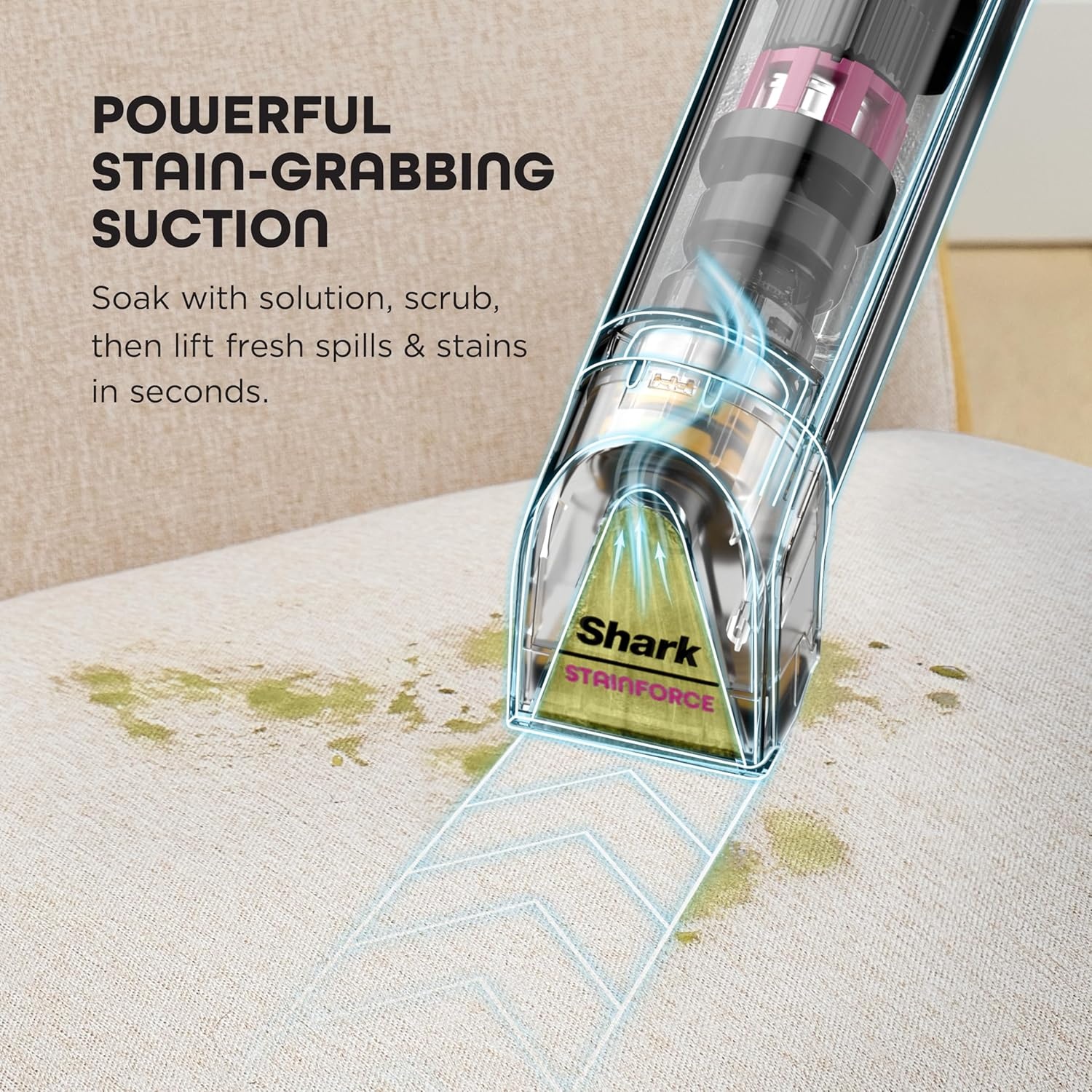 image:imageShark StainForce Cordless Spot Cleaner DualActivated Easy Spray Formula OXYPowered Stain Cleaning Indoor Outdoor Carpets Upholstery Car Seats amp Stairs Pet Urine amp Odor Remover HX101StainForce w Stain Eliminator Tool Wide Stain Tool