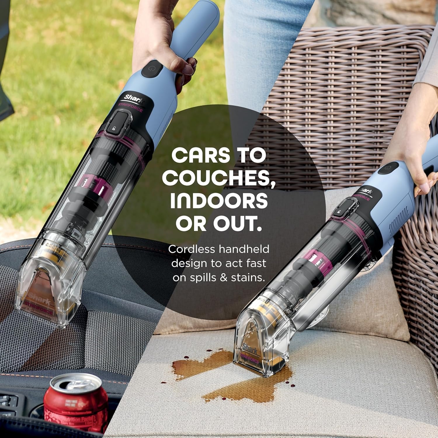 image:imageShark StainForce Cordless Spot Cleaner DualActivated Easy Spray Formula OXYPowered Stain Cleaning Indoor Outdoor Carpets Upholstery Car Seats amp Stairs Pet Urine amp Odor Remover HX101StainForce w Stain Eliminator Tool Wide Stain Tool