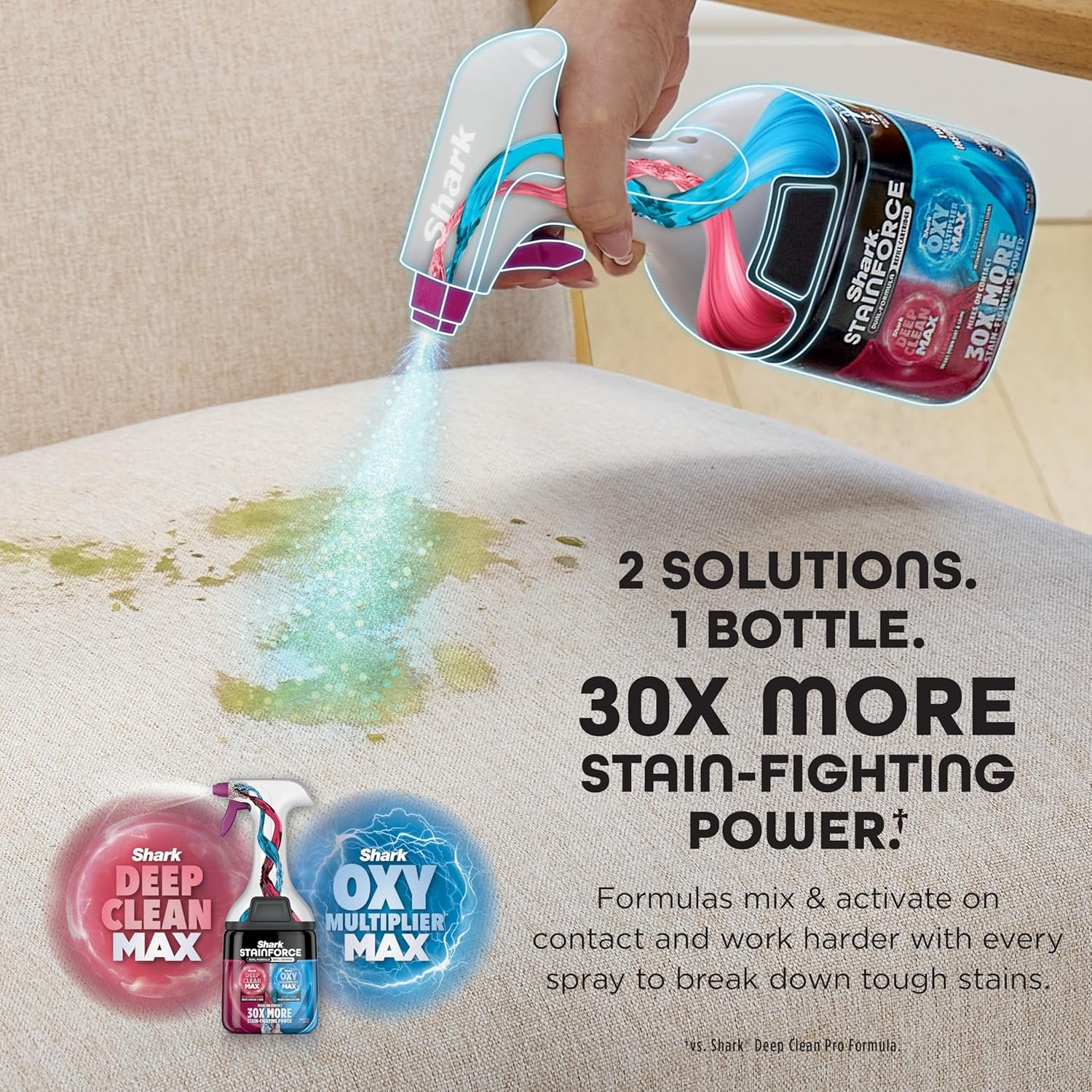 image:imageShark StainForce Cordless Spot Cleaner DualActivated Easy Spray Formula OXYPowered Stain Cleaning Indoor Outdoor Carpets Upholstery Car Seats amp Stairs Pet Urine amp Odor Remover HX101StainForce w Stain Eliminator Tool Wide Stain Tool