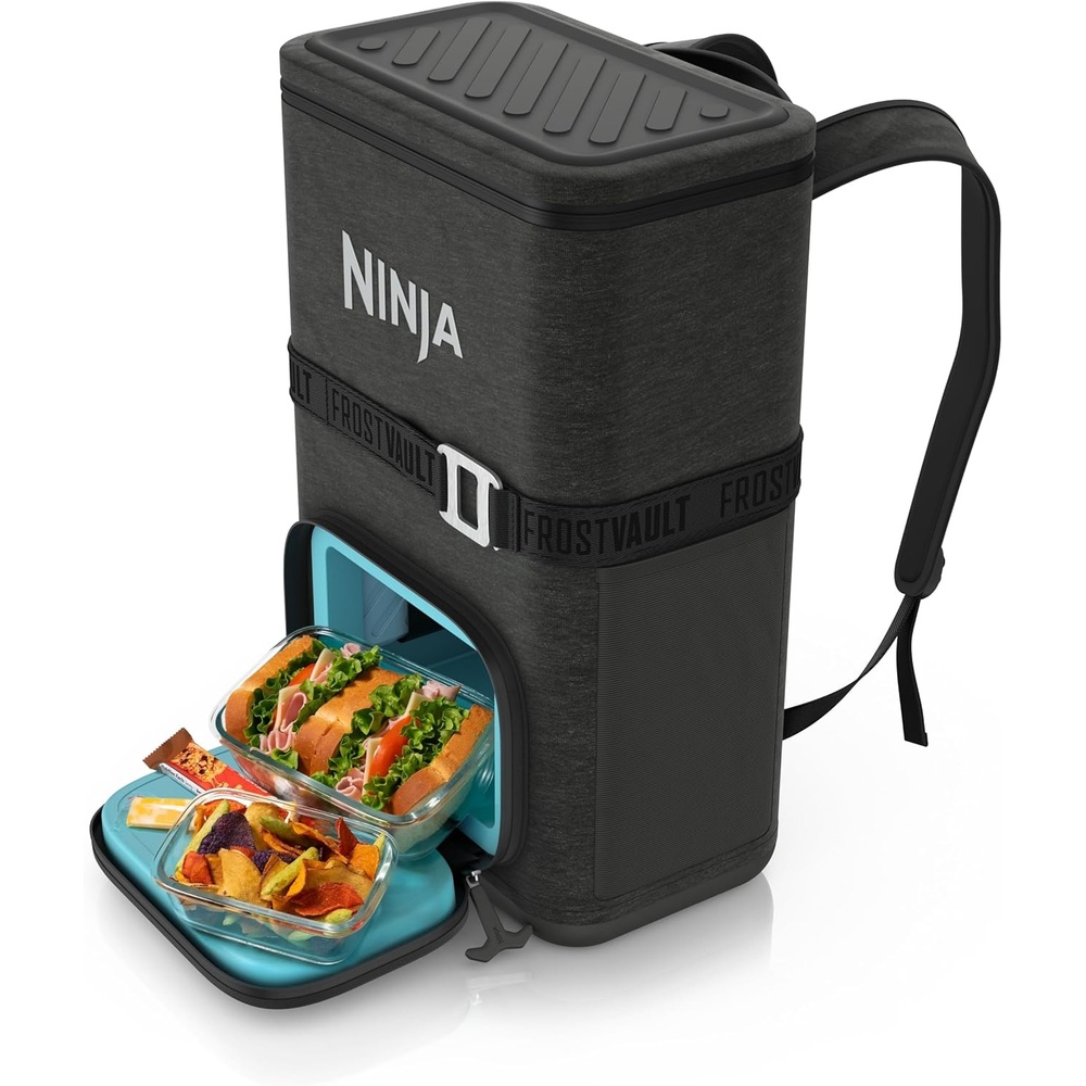 image:imageNinja Backpack Cooler  FrostVault Go 24 Can Soft Cooler  Leakproof Zipper with Built in Can Opener 2 Ice Packs amp Dry Storage Drawer  for Hiking Camping amp More  Daffodil Daze  FF124YLDark Grey