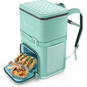 Ninja Backpack Cooler | FrostVault Go 24 Can Soft Cooler | Leakproof Zipper with Built in Can Opener, 2 Ice Packs & Dry Storage Drawer | for Hiking, Camping & More | Daffodil Daze | FF124YL(Cactus Green)