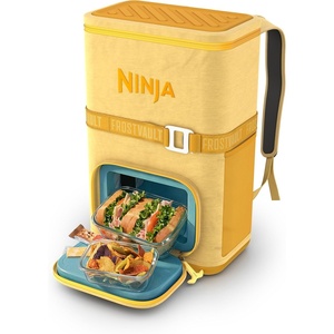 Ninja Backpack Cooler | FrostVault Go 24 Can Soft Cooler | Leakproof Zipper with Built in Can Opener, 2 Ice Packs & Dry Storage Drawer | for Hiking, Camping & More | Daffodil Daze | FF124YL(Daffodil Daze)