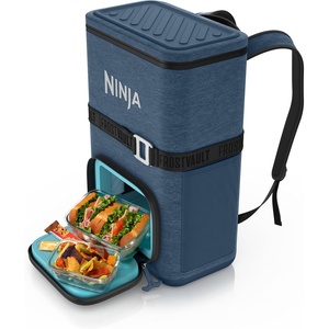 Ninja Backpack Cooler | FrostVault Go 24 Can Soft Cooler | Leakproof Zipper with Built in Can Opener, 2 Ice Packs & Dry Storage Drawer | for Hiking, Camping & More | Daffodil Daze | FF124YL(Blue)