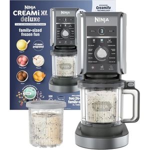 Ninja CREAMi Deluxe Ice Cream Maker | 11-in-1 Create Frozen Desserts, Sorbet, Milkshakes, Yogurt & More | Includes 2 Dishwasher Safe XL 24 Oz. Tubs with storage lids | Blue | NC501ND(CREAMi Deluxe 11-in-1 w/ 2 Pints (Sliver))