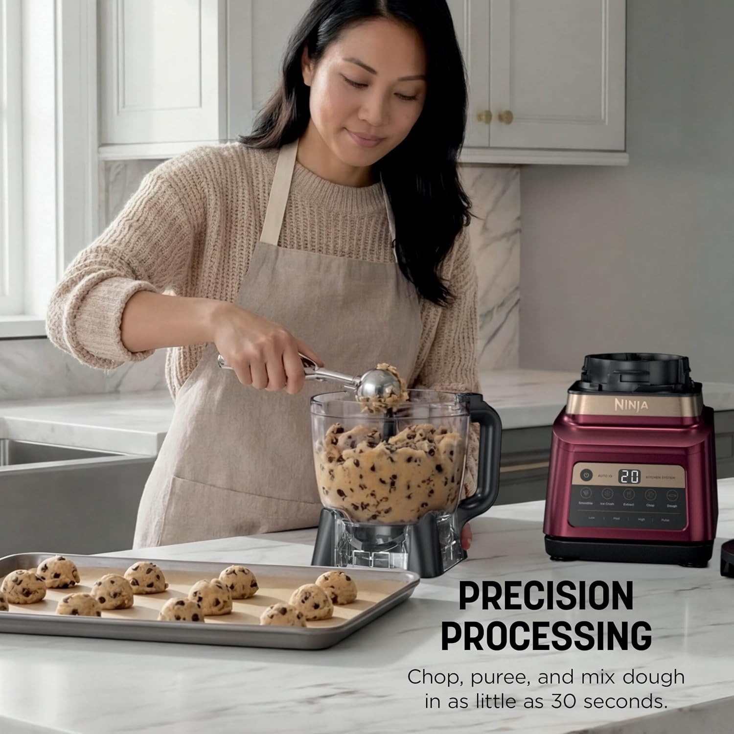 image:imageNinja Professional Plus Kitchen System Premier 3in1 System I Food Processor Blender Mixer Vegetable Chopper Auto IQ Tech I 1400W 72oz Pitcher 64oz Bowl 2 ToGo Cups Red BN801RD1BRNBlender XL Bowl 2 24ozCups