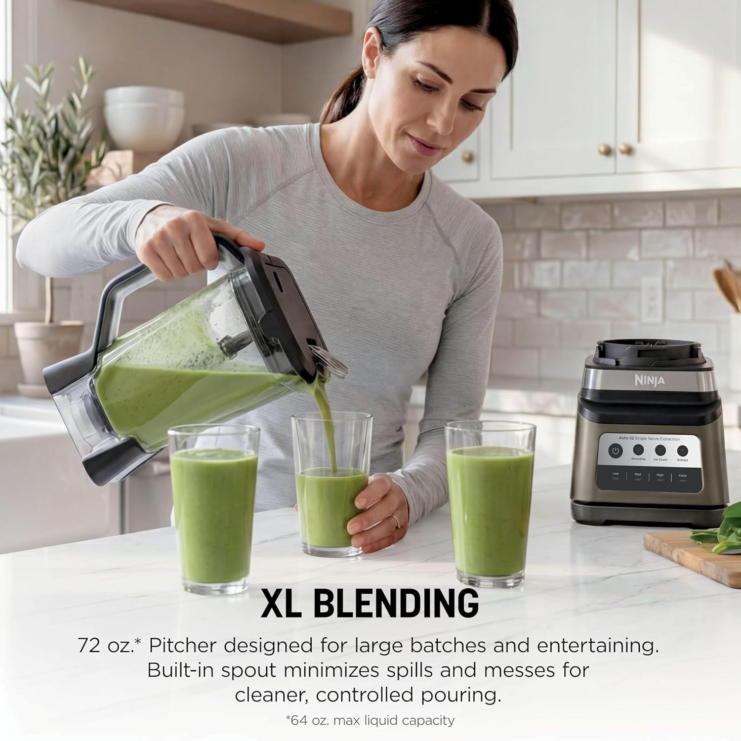 image:imageNinja Professional Plus Kitchen System Premier 3in1 System I Food Processor Blender Mixer Vegetable Chopper Auto IQ Tech I 1400W 72oz Pitcher 64oz Bowl 2 ToGo Cups Red BN801RD1BRNBlender 2 Cups