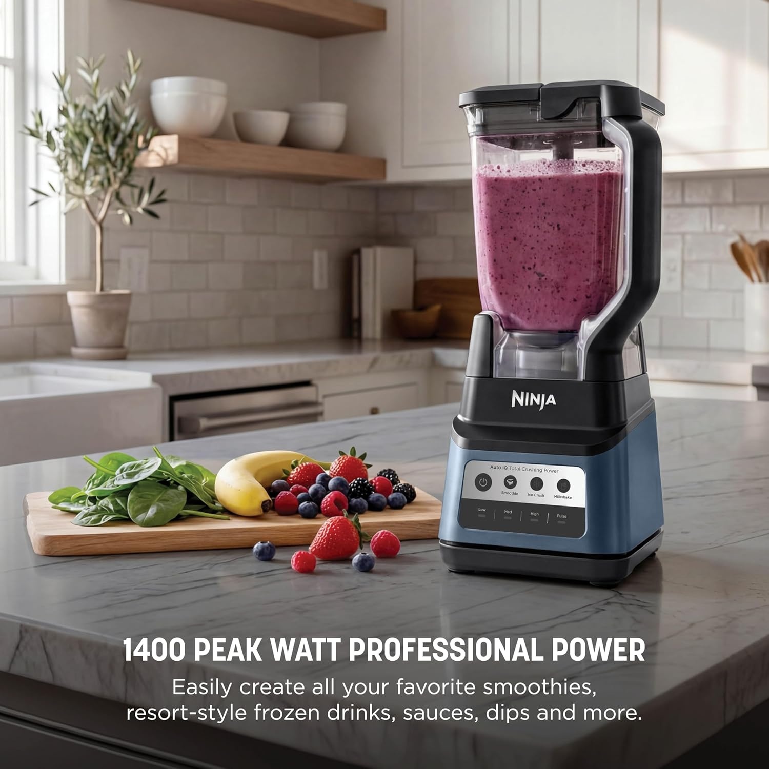 image:imageNinja Professional Plus Kitchen System Premier 3in1 System I Food Processor Blender Mixer Vegetable Chopper Auto IQ Tech I 1400W 72oz Pitcher 64oz Bowl 2 ToGo Cups Red BN801RD1BRNProfessional Plus Blender Premier