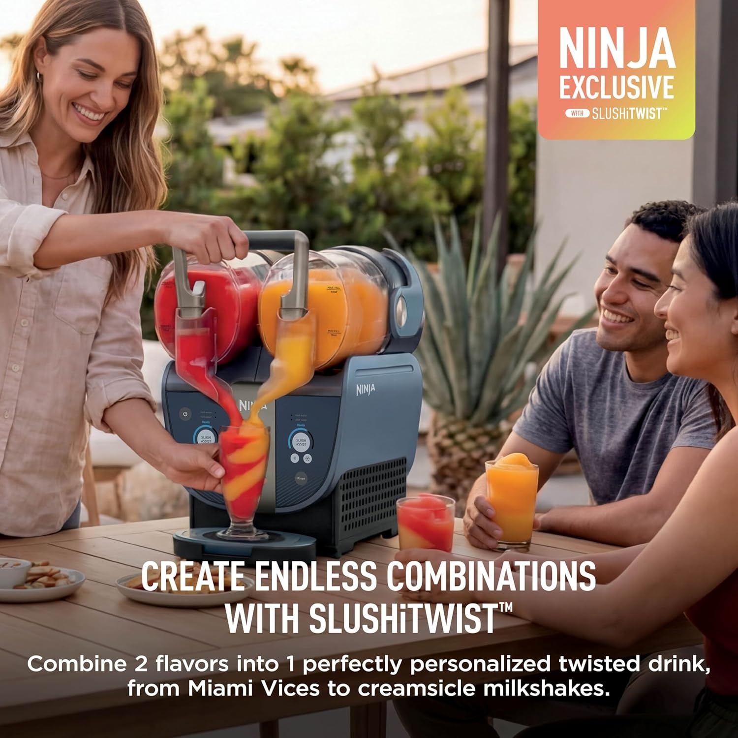 image:imageNinja SLUSHi Twist Smart Frozen Drink Maker with Dual SlushAssist Dual Barrel for 2 Flavors at Once 144 oz 14 Temperature Controls Frozen Cocktails Margaritas Slushies amp More Blue FS701BLSLUSHi Twist Dual