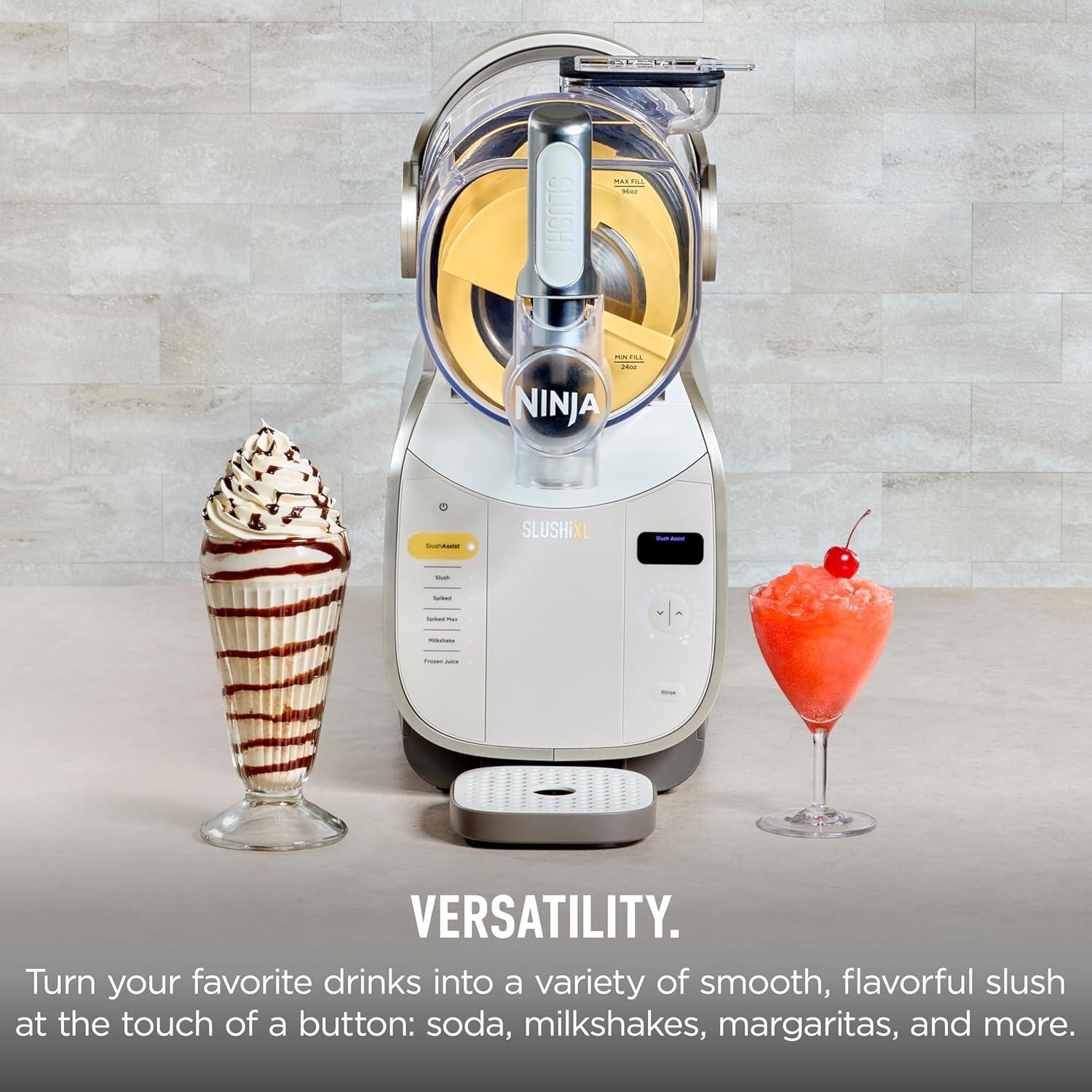 image:imageNinja SLUSHi Twist Smart Frozen Drink Maker with Dual SlushAssist Dual Barrel for 2 Flavors at Once 144 oz 14 Temperature Controls Frozen Cocktails Margaritas Slushies amp More Blue FS701BLSLUSHi XL Smart Crema