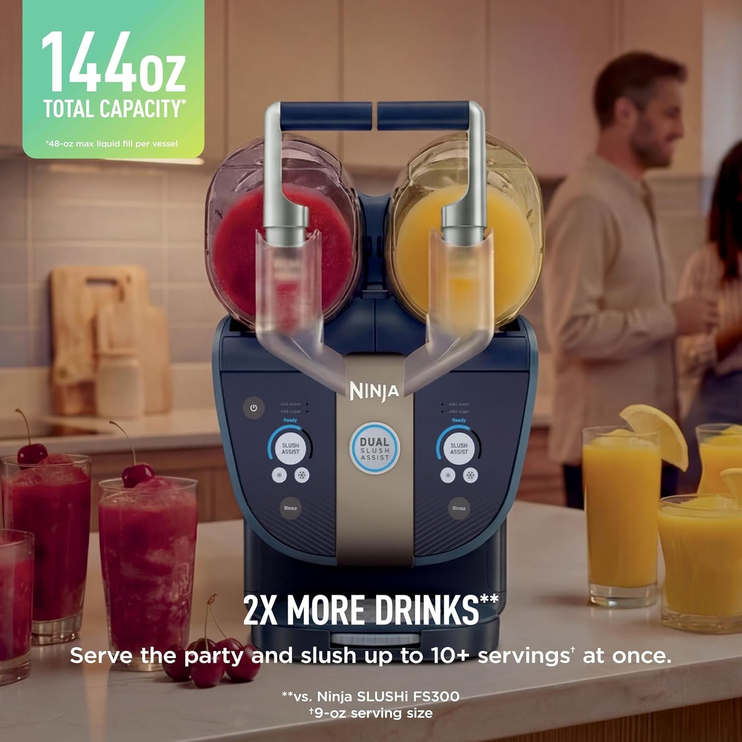 image:imageNinja SLUSHi Twist Smart Frozen Drink Maker with Dual SlushAssist Dual Barrel for 2 Flavors at Once 144 oz 14 Temperature Controls Frozen Cocktails Margaritas Slushies amp More Blue FS701BLSLUSHi Twist Dual