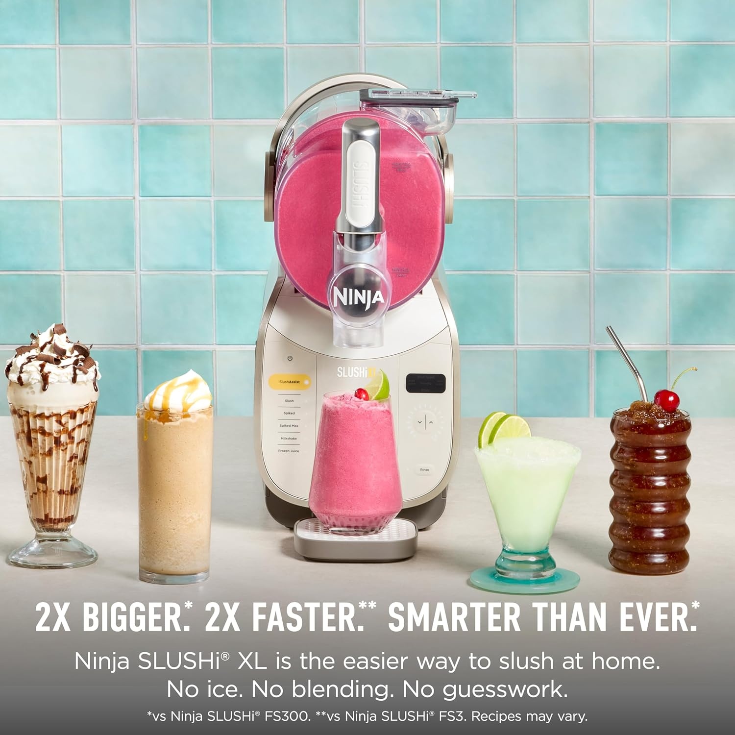 image:imageNinja SLUSHi Twist Smart Frozen Drink Maker with Dual SlushAssist Dual Barrel for 2 Flavors at Once 144 oz 14 Temperature Controls Frozen Cocktails Margaritas Slushies amp More Blue FS701BLSLUSHi XL Smart Crema