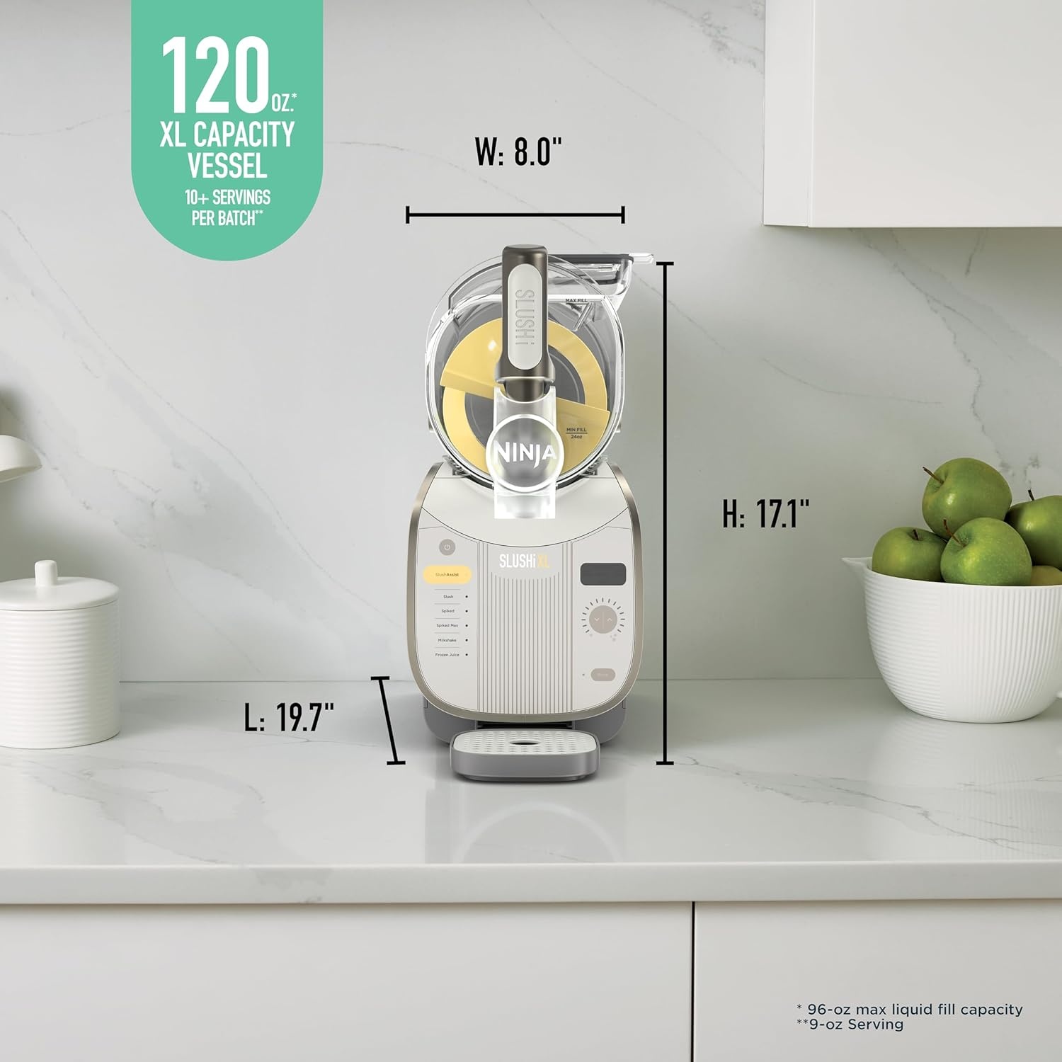 image:imageNinja SLUSHi Twist Smart Frozen Drink Maker with Dual SlushAssist Dual Barrel for 2 Flavors at Once 144 oz 14 Temperature Controls Frozen Cocktails Margaritas Slushies amp More Blue FS701BLSLUSHi XL Smart Crema