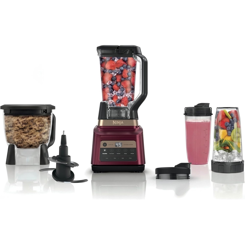 image:imageNinja Professional Plus Kitchen System Premier 3in1 System I Food Processor Blender Mixer Vegetable Chopper Auto IQ Tech I 1400W 72oz Pitcher 64oz Bowl 2 ToGo Cups Red BN801RD1BRNBlender XL Bowl 2 24ozCups