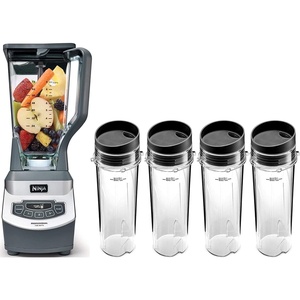 Ninja BL660 Professional Compact Smoothie & Food Processing Blender, 1100-Watts, 3 Functions, 72-oz. Pitcher & 4 ToGo Cups, Black