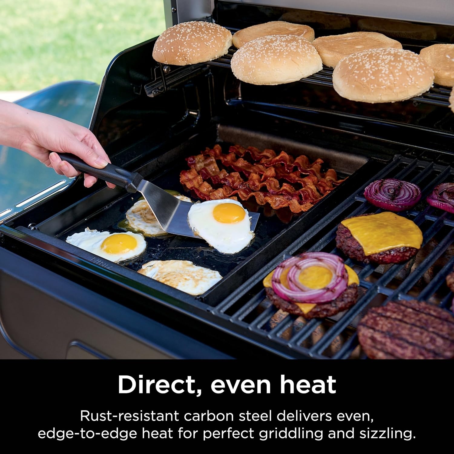 image:imageNinja FlexFlame Grill Half Griddle Bundle with Electric amp Propane Grill Professional Grade Carbon Steel and grease Drain Rust Resistant