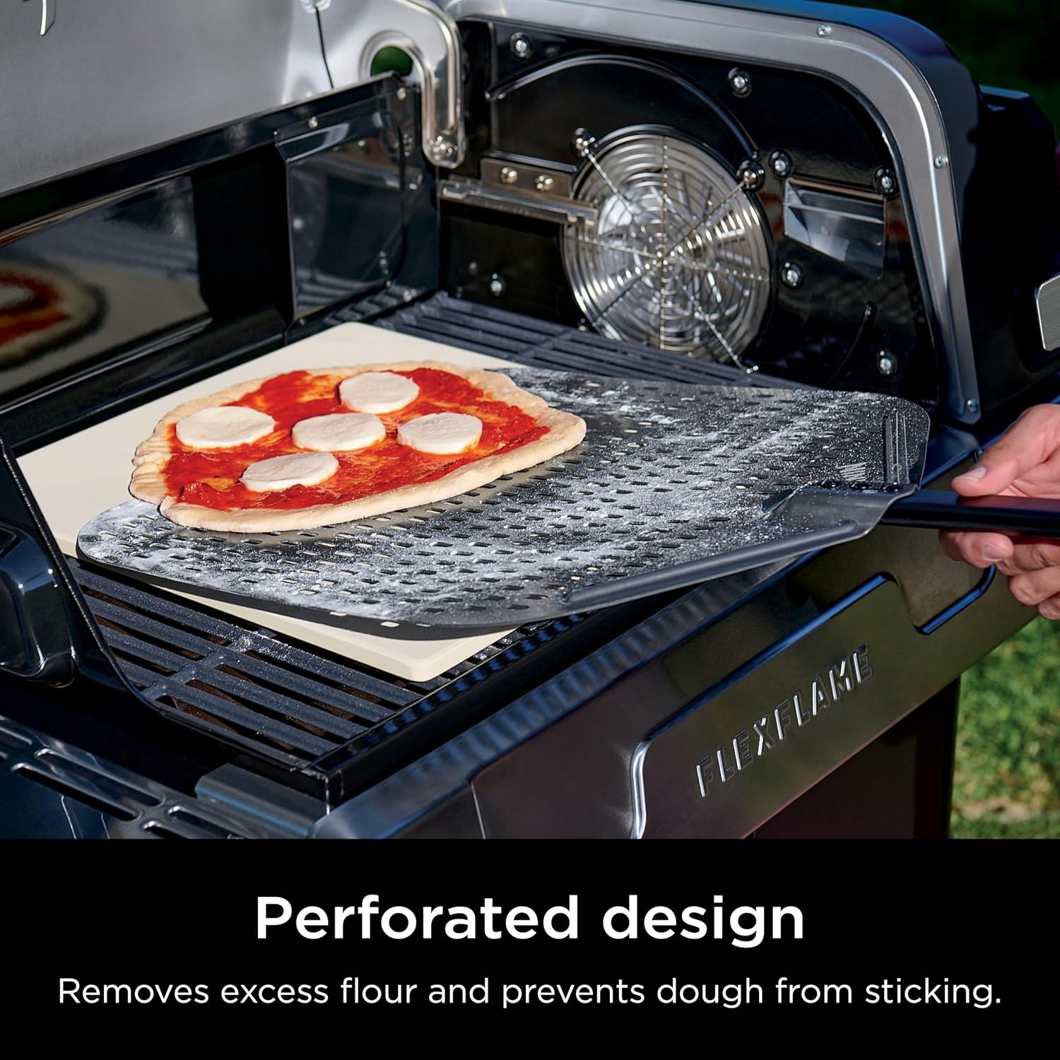 image:imageNinja FlexFlame Pizza Kit Electric amp Propane Grill 5in1 Cooking System Includes FlexFlame 16 Pizza Stone Durable Cordierite amp 16 Perforated Pizza Peel HeatSafe up to 600F XL Surface