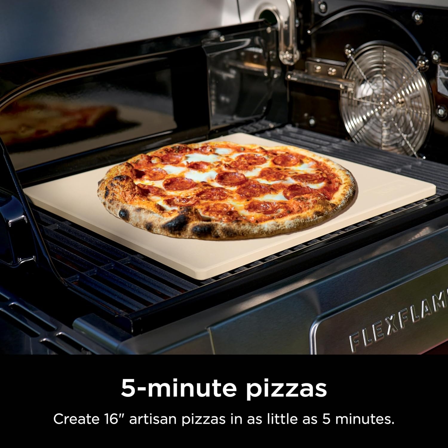image:imageNinja FlexFlame Pizza Kit Electric amp Propane Grill 5in1 Cooking System Includes FlexFlame 16 Pizza Stone Durable Cordierite amp 16 Perforated Pizza Peel HeatSafe up to 600F XL Surface