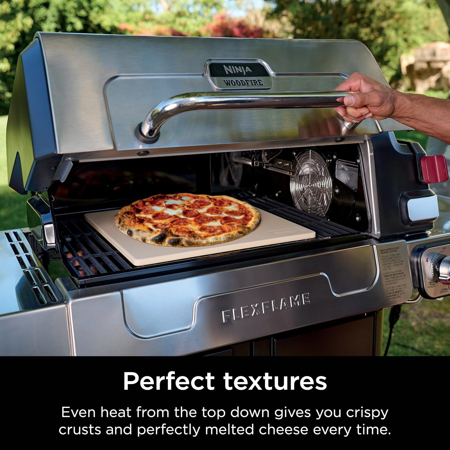 image:imageNinja FlexFlame Pizza Kit Electric amp Propane Grill 5in1 Cooking System Includes FlexFlame 16 Pizza Stone Durable Cordierite amp 16 Perforated Pizza Peel HeatSafe up to 600F XL Surface