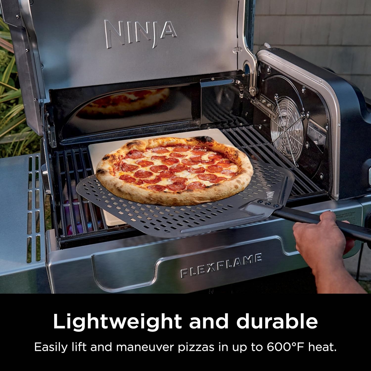 image:imageNinja FlexFlame Pizza Kit Electric amp Propane Grill 5in1 Cooking System Includes FlexFlame 16 Pizza Stone Durable Cordierite amp 16 Perforated Pizza Peel HeatSafe up to 600F XL Surface