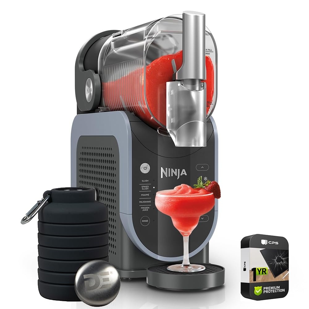 image:imageNinja FS301 SLUSHi 88 oz Frozen Drink amp Slushie Machine Renewed Bundle with Ninja SLUSHi Travel Party Tote Black 1 Year Extended Protection Pack88 oz 5 Presets Deco Gear Bottle
