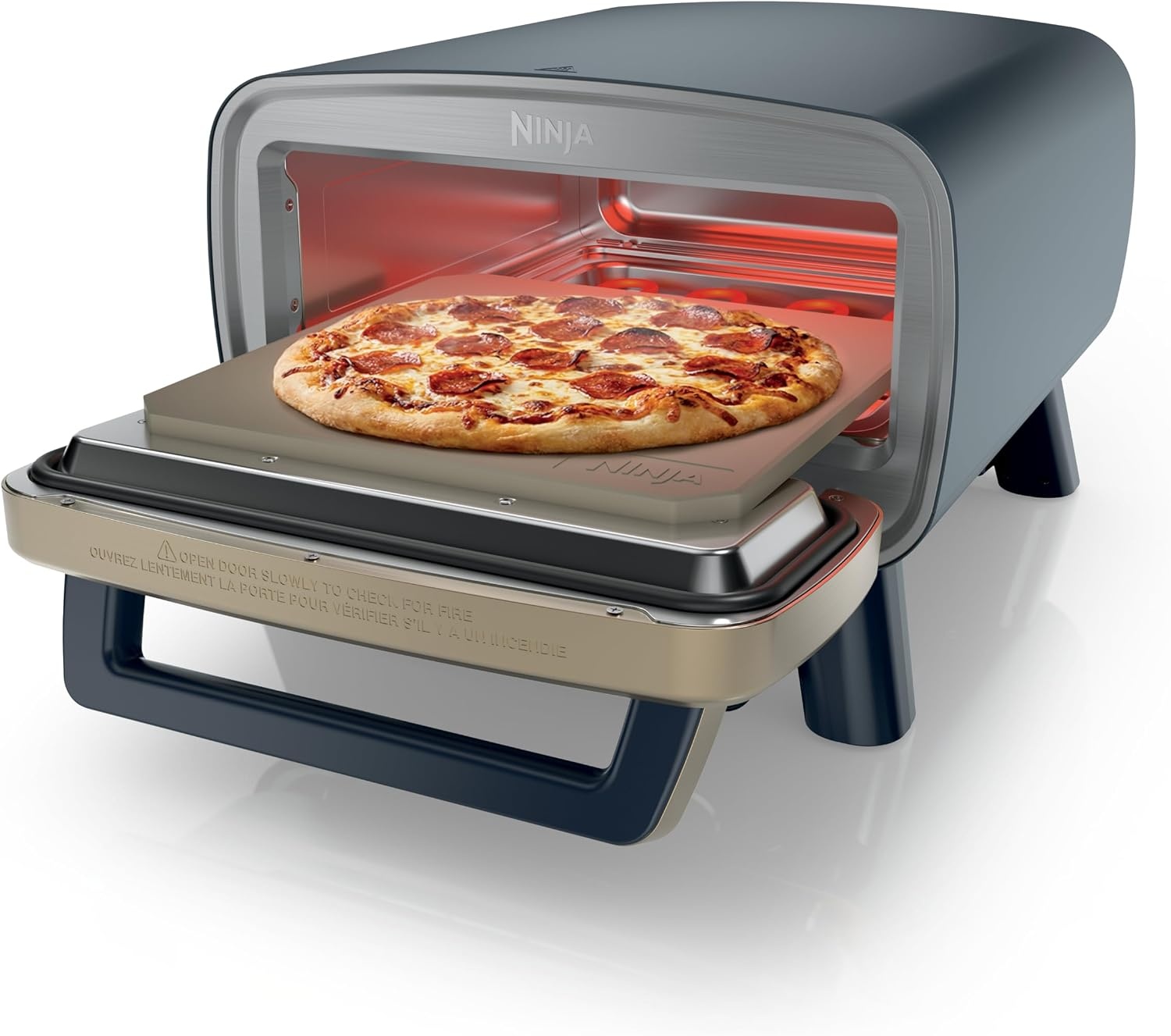 image:imageNinja Artisan Outdoor Pizza Oven 12inch 3minute Pizza Neapolitan Thin Crust New York Chicago Custom 700F Max Temperature Electric Heat Bake Broil Proof Warm Blue MO201BL1Blue