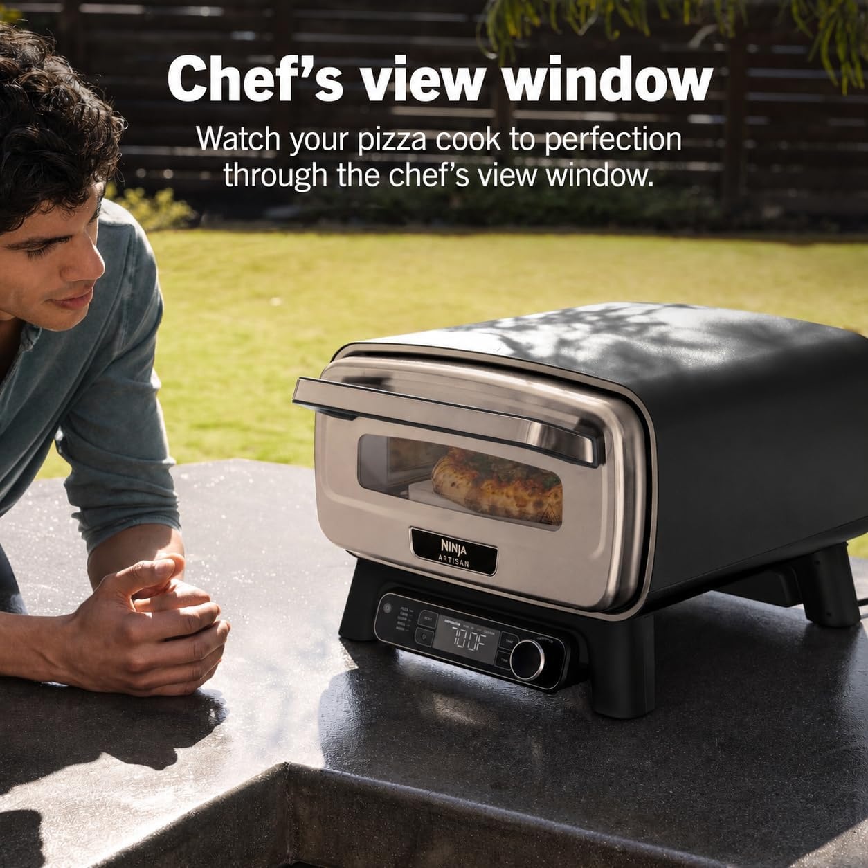 image:imageNinja Artisan Outdoor Pizza Oven 12inch 3minute Pizza Neapolitan Thin Crust New York Chicago Custom 700F Max Temperature Electric Heat Bake Broil Proof Warm Blue MO201BL1Gray