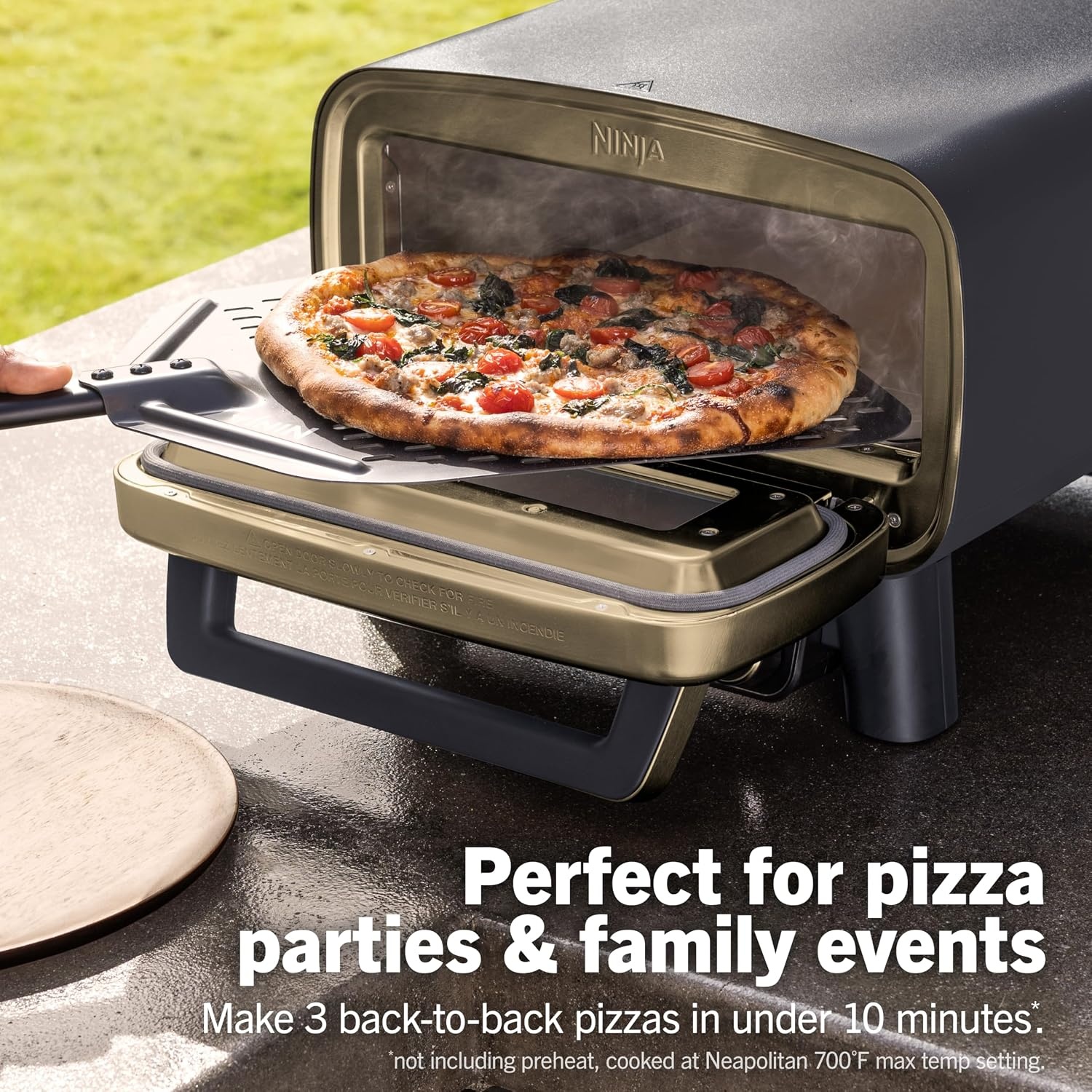 image:imageNinja Artisan Outdoor Pizza Oven 12inch 3minute Pizza Neapolitan Thin Crust New York Chicago Custom 700F Max Temperature Electric Heat Bake Broil Proof Warm Blue MO201BL1Blue