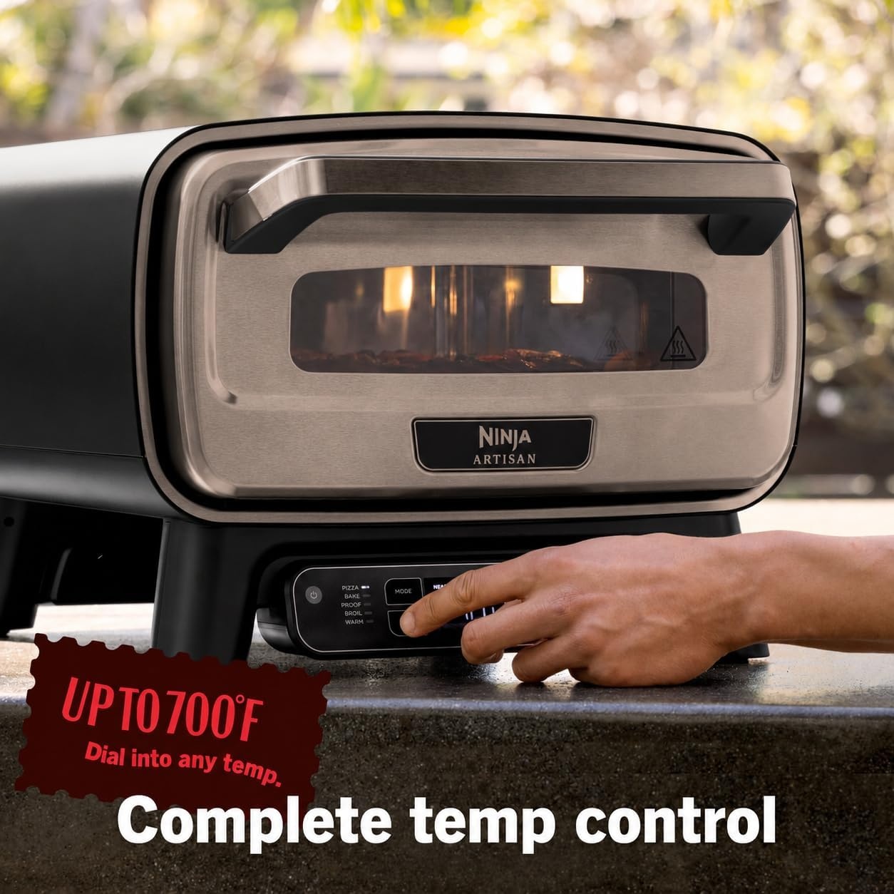 image:imageNinja Artisan Outdoor Pizza Oven 12inch 3minute Pizza Neapolitan Thin Crust New York Chicago Custom 700F Max Temperature Electric Heat Bake Broil Proof Warm Blue MO201BL1Gray
