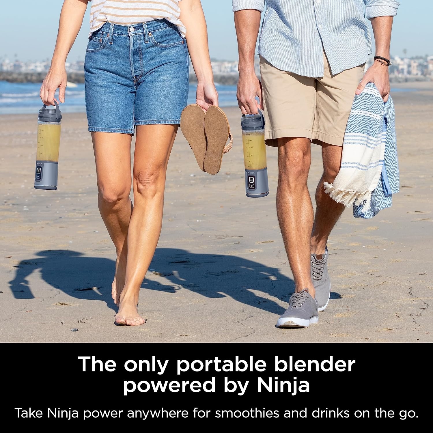 image:imageNinja BC151NV Blast Portable Blender Cordless 18oz Vessel Personal Blenderfor Shakes amp Smoothies BPA Free LeakproofLid amp Sip Spout USBC Rechargeable Dishwasher Safe Denim Blue Renewed