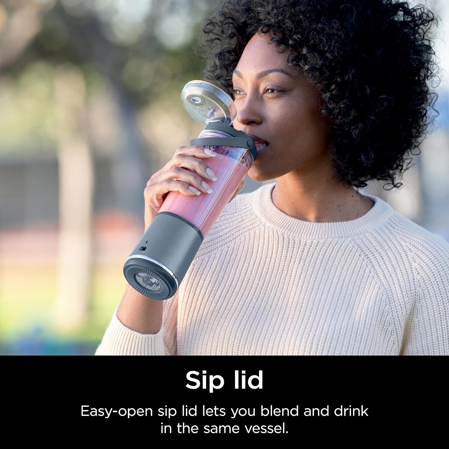 image:imageNinja BC151NV Blast Portable Blender Cordless 18oz Vessel Personal Blenderfor Shakes amp Smoothies BPA Free LeakproofLid amp Sip Spout USBC Rechargeable Dishwasher Safe Denim Blue Renewed