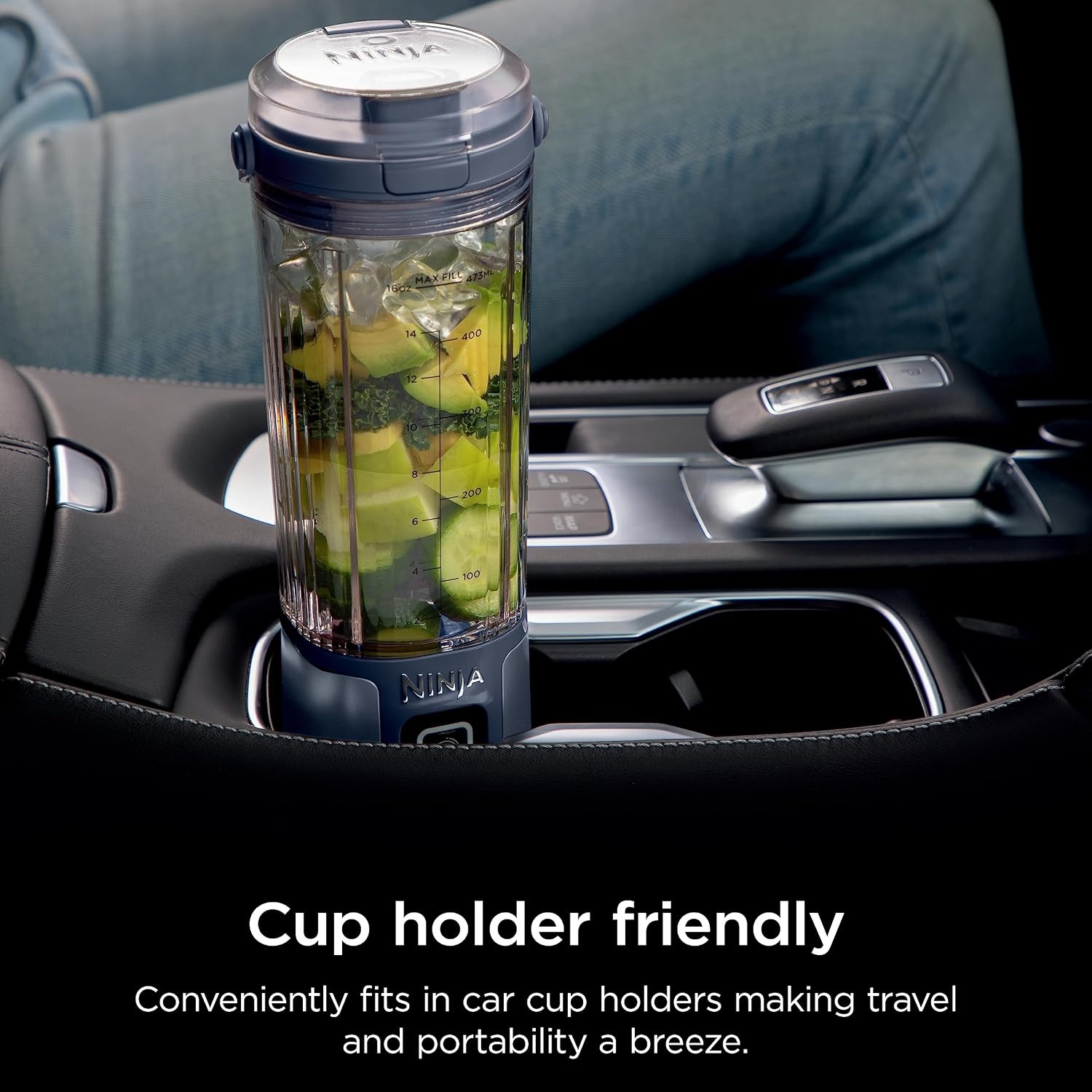 image:imageNinja BC151NV Blast Portable Blender Cordless 18oz Vessel Personal Blenderfor Shakes amp Smoothies BPA Free LeakproofLid amp Sip Spout USBC Rechargeable Dishwasher Safe Denim Blue Renewed