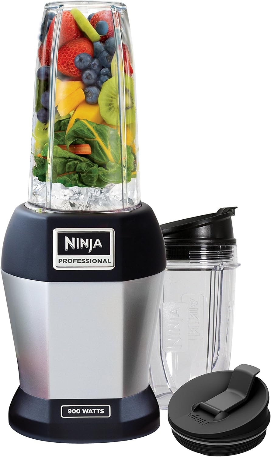 image:imageNinja BL450C Nutri Pro Personal Blender For Juices Shakes amp Smoothies 18 and 24 Oz cups BlackSilver 900W Canadian Version Renewed