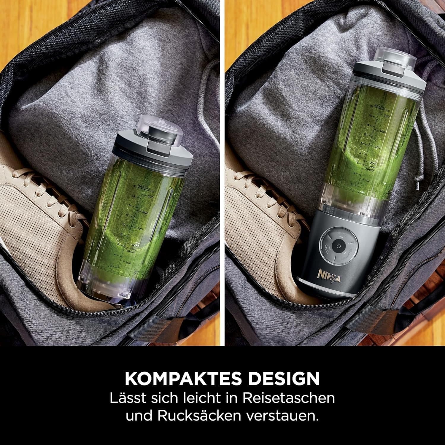 image:imageNinja Blast Max Portable BlenderBlenderSmoothie Maker 570 ml Rechargeable Blender Cup amp Leakproof Lid 3 Functions Smoothies Protein Shakes Lavender BC251EULDCool Grey