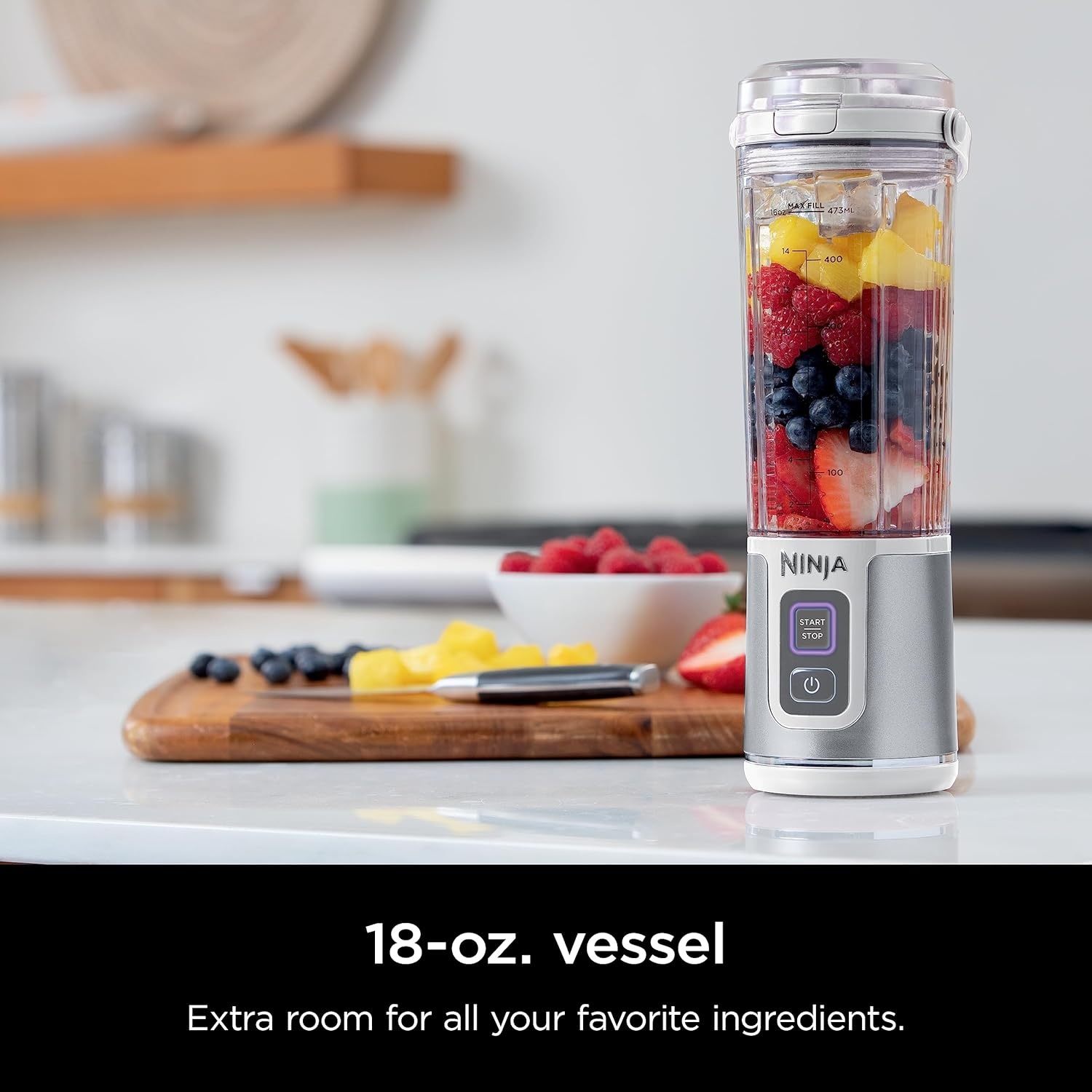 image:imageNinja Blast Portable Blender Cordless 18oz Vessel Personal Blender for Shakes amp Smoothies BPA Free Leakproof Lid USBC Rechargeable Black BC151BKC Canadian VersionBlue White