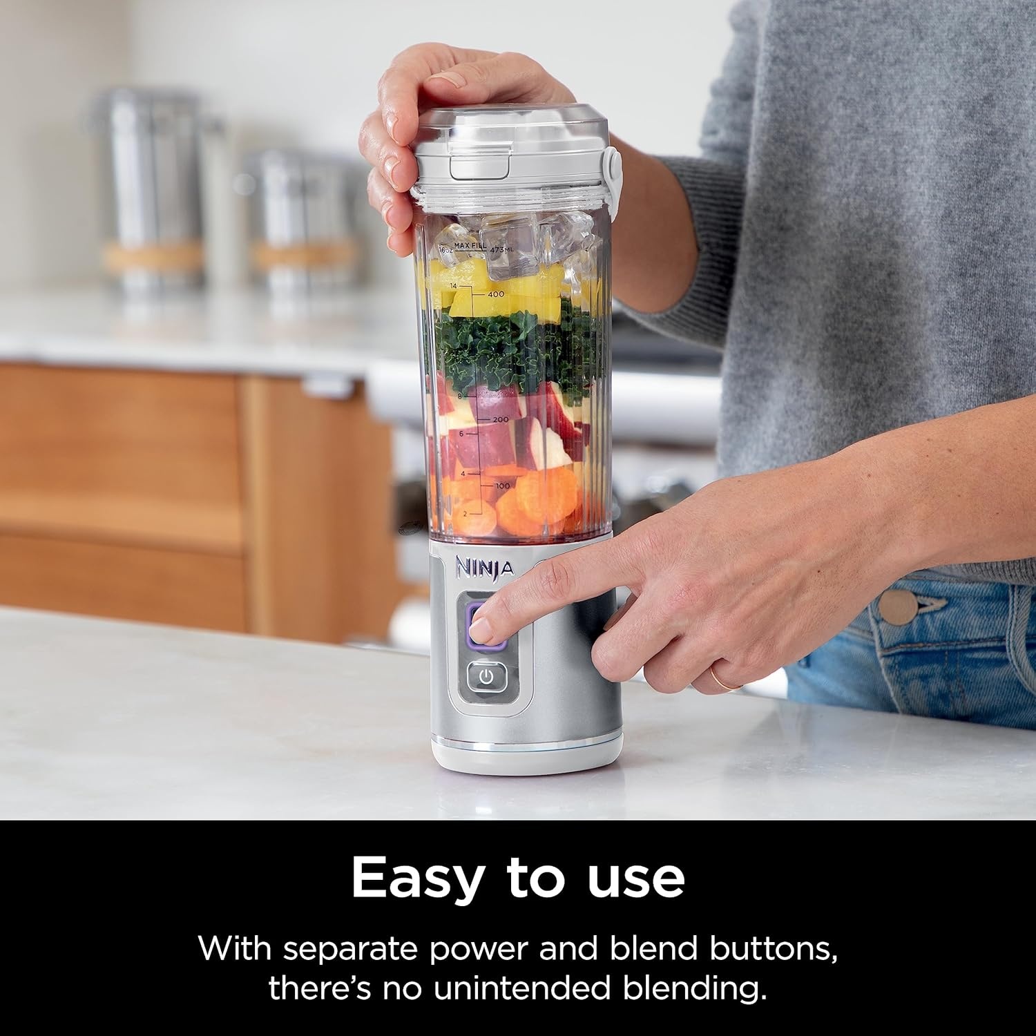 image:imageNinja Blast Portable Blender Cordless 18oz Vessel Personal Blender for Shakes amp Smoothies BPA Free Leakproof Lid USBC Rechargeable Black BC151BKC Canadian VersionBlue White