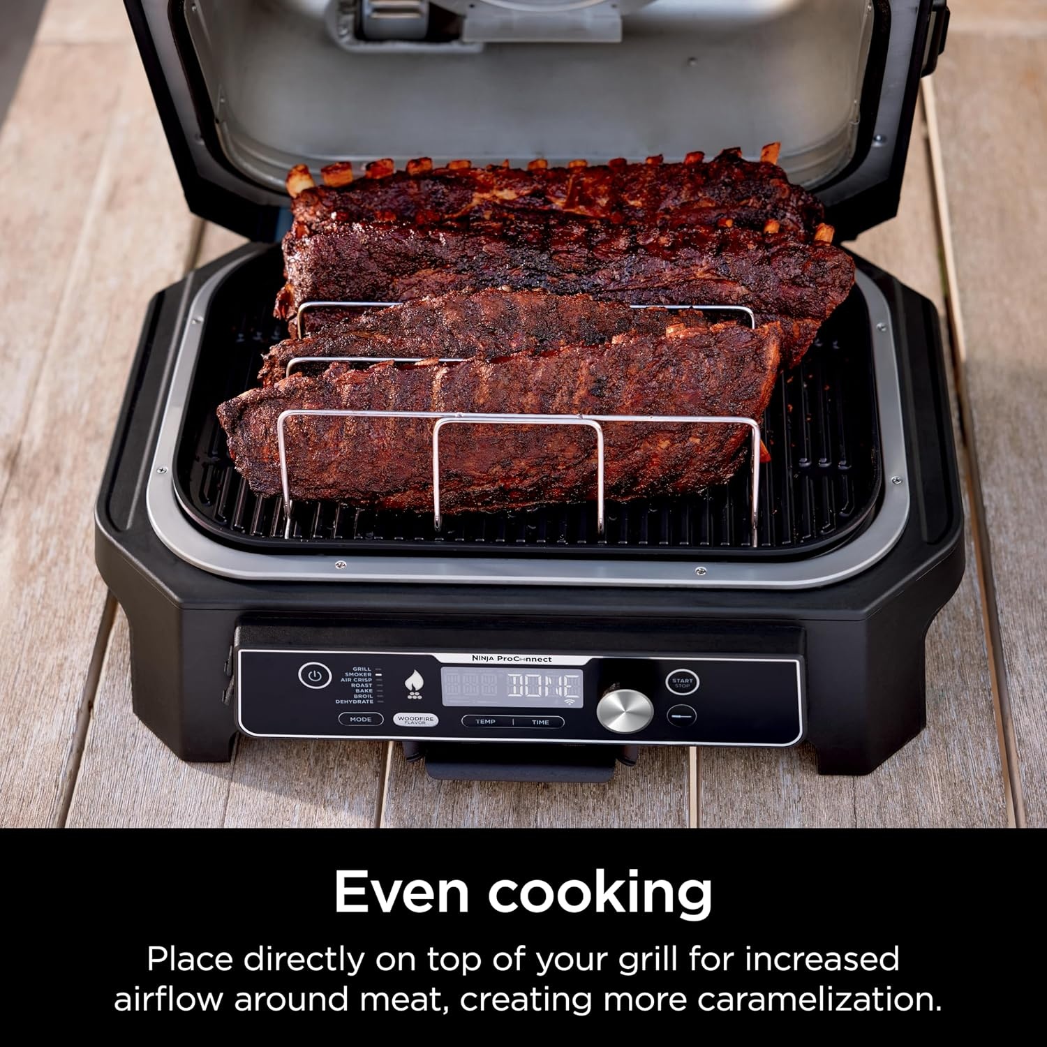 image:imageNinja Woodfire 4Rack Rib and Roast Smoking Bundle for OG800900 Grills Silver Steel