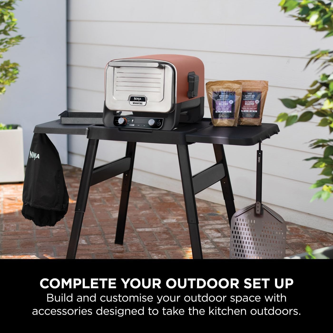 image:imageNinja Woodfire Additional Side Table for Adjustable Stand Outdoor Oven amp BBQ Grill Stand Side Table Outdoor Food Prep Accessory XSKUSSTBLEU Black