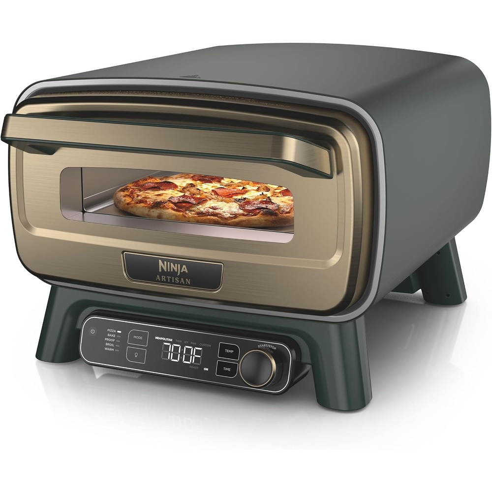 image:imageNinja Artisan Outdoor Pizza Oven 12inch 3minute Pizza Neapolitan Thin Crust New York Chicago Custom 700F Max Temperature Electric Heat Bake Broil Proof Warm Blue MO201BL1Green